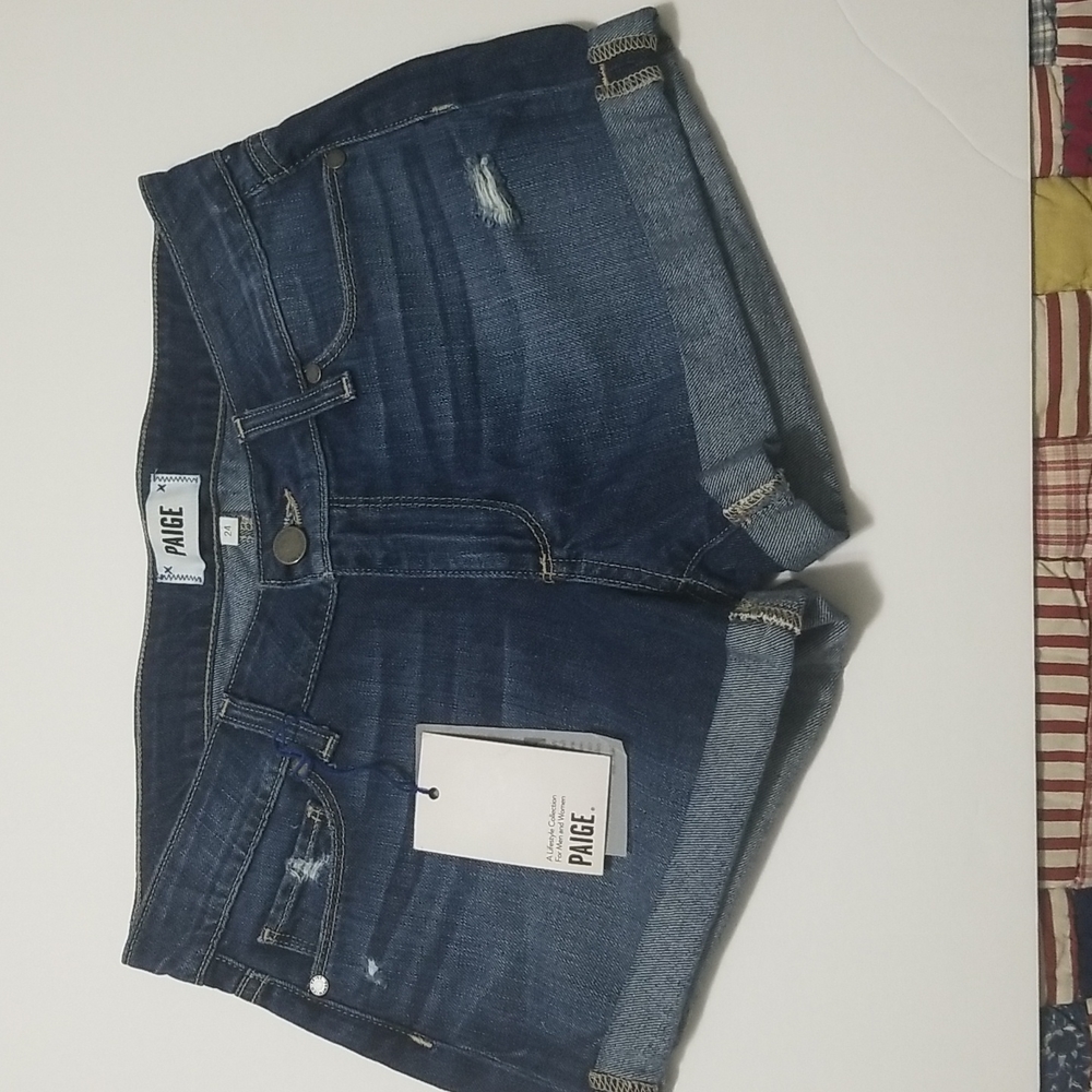 PAIGE Dark Blue Jean Shorts